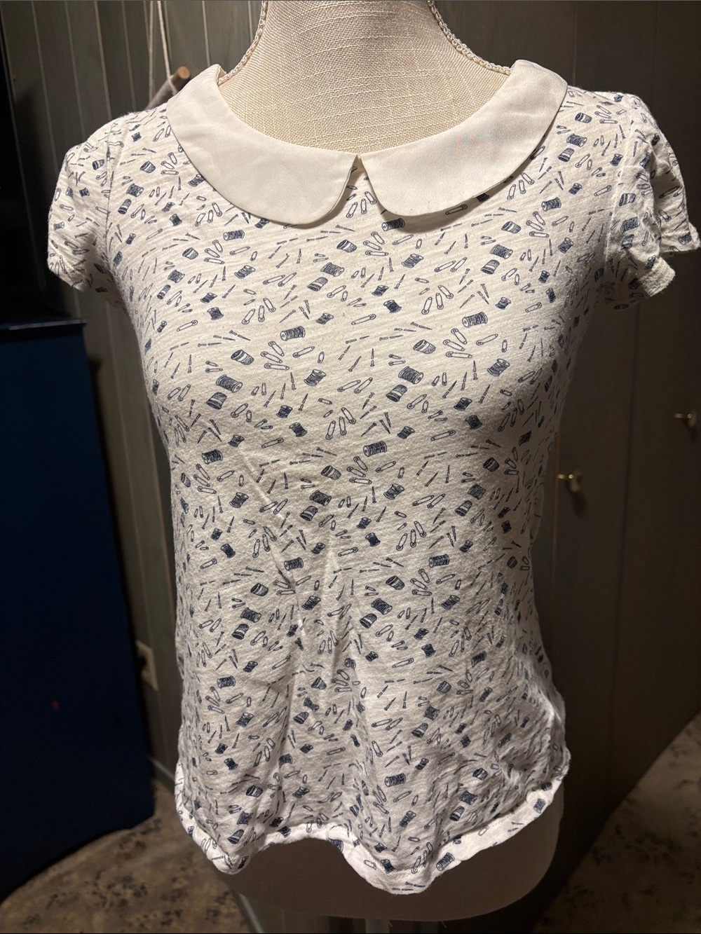 Urban Outfitters Cooperative Retro Peter Pan Collar Top Knit Needles and Pins T